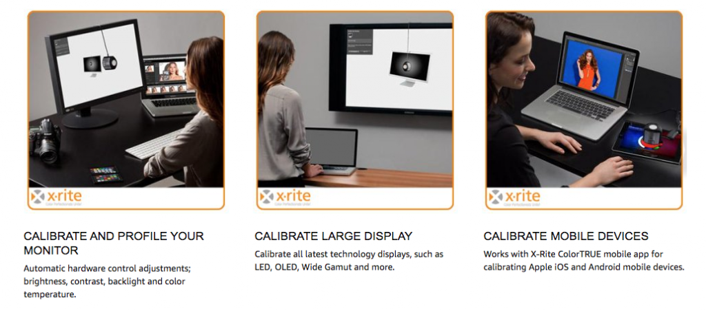 Image showing how the X-Rite-i1-Pro-Calibrates-a-Variety-of-Screens including projectors and mobile units