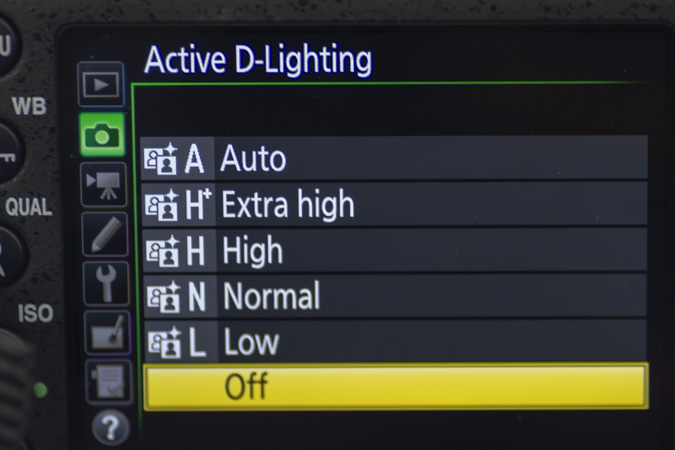 Active D lighting is one way to correctly expose for high contrast lighting. The settings can be found in the menus as pictured here