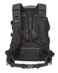 Backview of the LowePro ProTactic 450AW backpack showing the well constructed and comfortable design