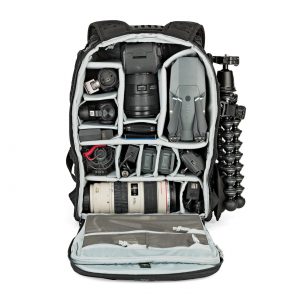 The LowePro ProTactic camera bag showing the internal detail and storage space