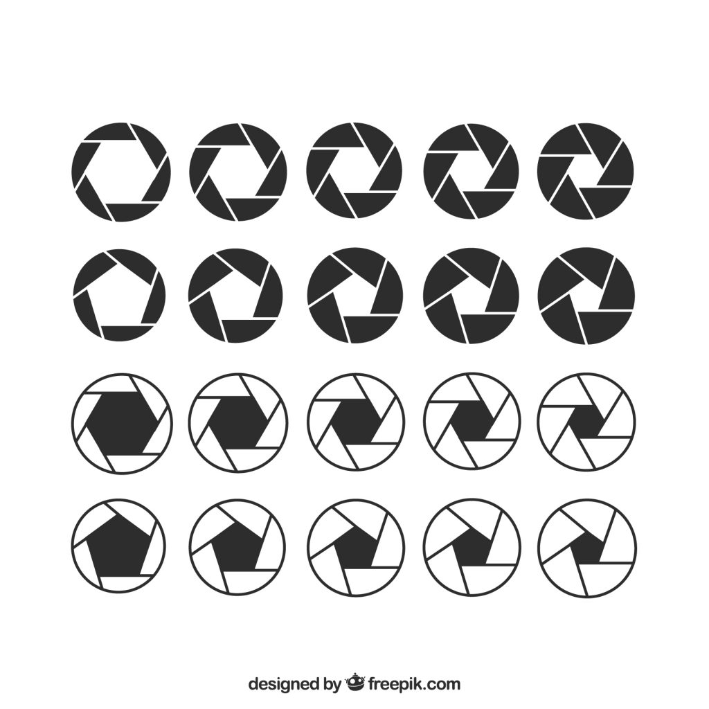 Image of the different f stops (apertures) on a camera lens