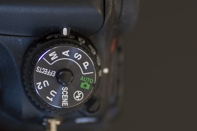An image of a modern day digital camera's mode selector used to select the level of control the photographer has