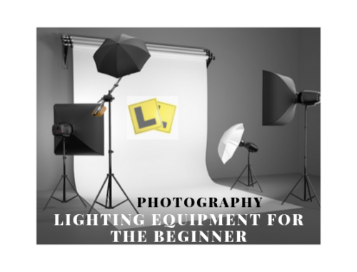 An image showing photography lighting kit with "learner" plates
