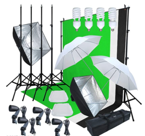 Screen shot from seller's website showing the contents of the Linco Lincostore Model AM169 studio photographic lighting set
