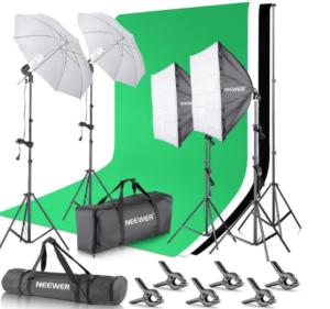 Image of the Neewer Studio Photography Continuous Lighting Kit with 6.5x10feet/2x3m Background Stand, 6x9 feet/1.8x2.8m backdrop