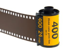 A photo of a spool of film used in a 35mm analog camera