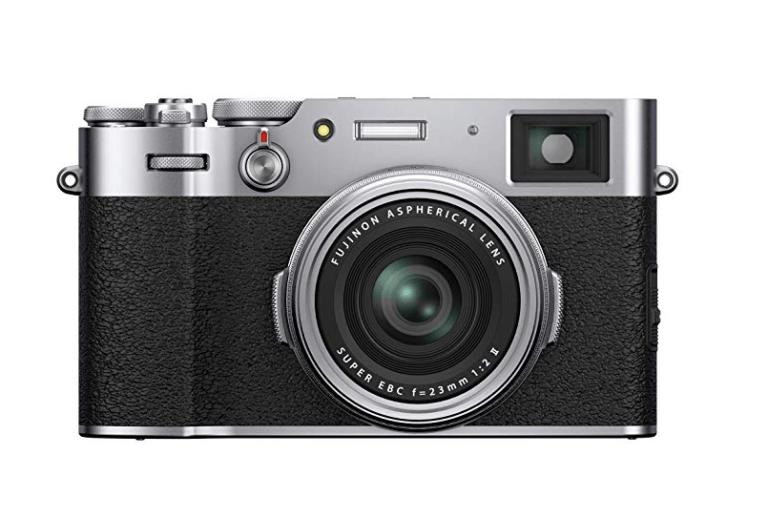 The Best Point and Shoot Camera Showing The FujiFilm X100V in Silver