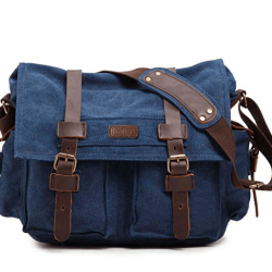 Cute Camera Bags For Women Kattee Leather Canvas Bag Blue